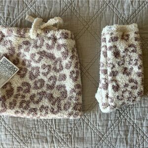 Barefoot Dreams CozyChic Leopard Socks with a String Bag